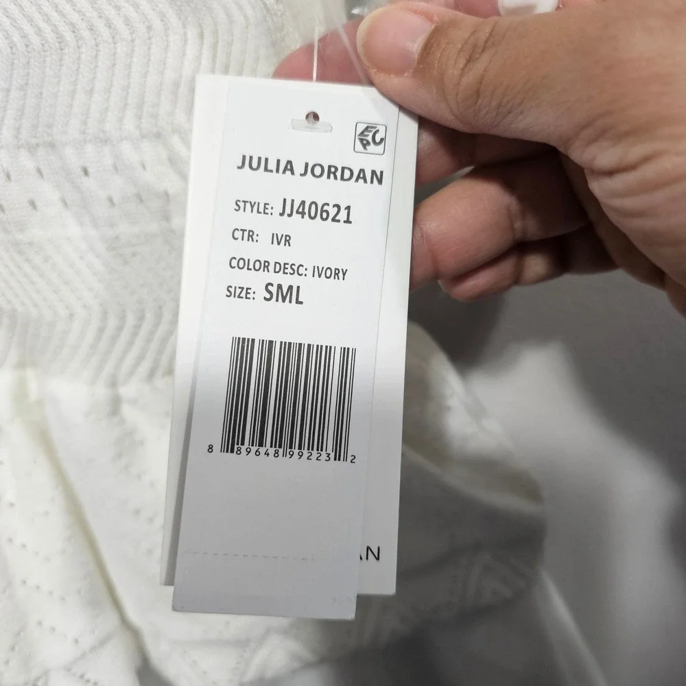 Julia Jordan‎ Mixed Media Stretch Cotton Midi Dress Size Small Color Ivory NWT